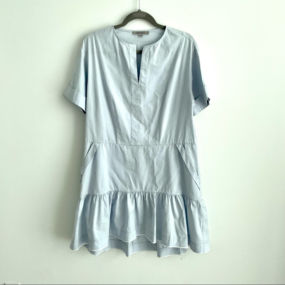All Saints Blue Ruffle Bottom Dress - Picture 2 of 8